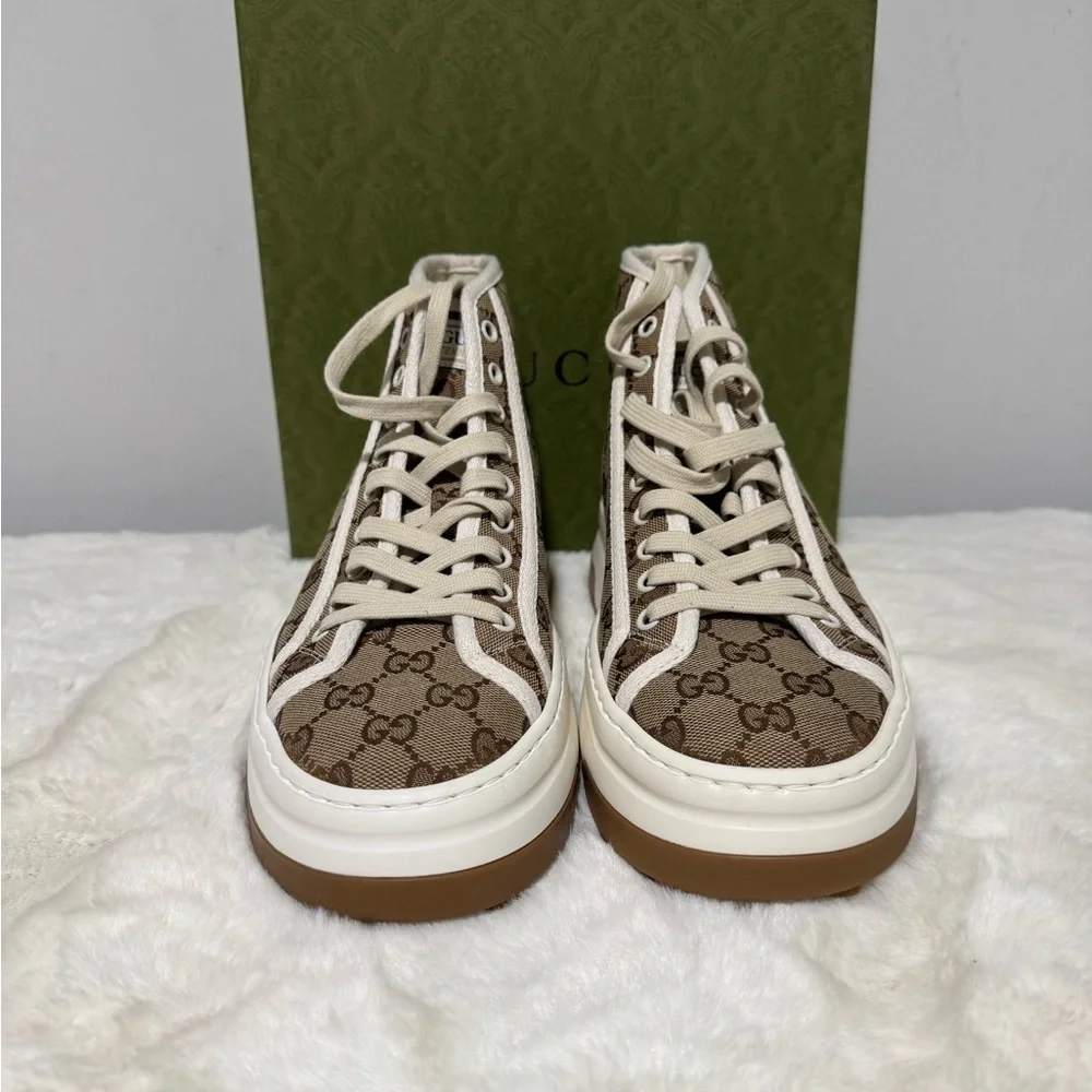 Gucci Beige and White Logo High-Tops